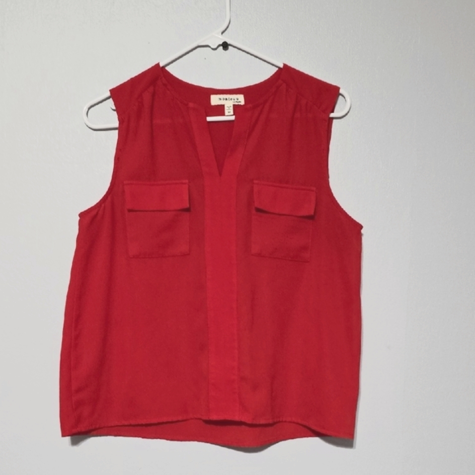 Monteau Red Boxy Sleeveless Blouse